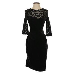 L’Agence Black Velvet Metallic Lace Yoke Dress Size 2